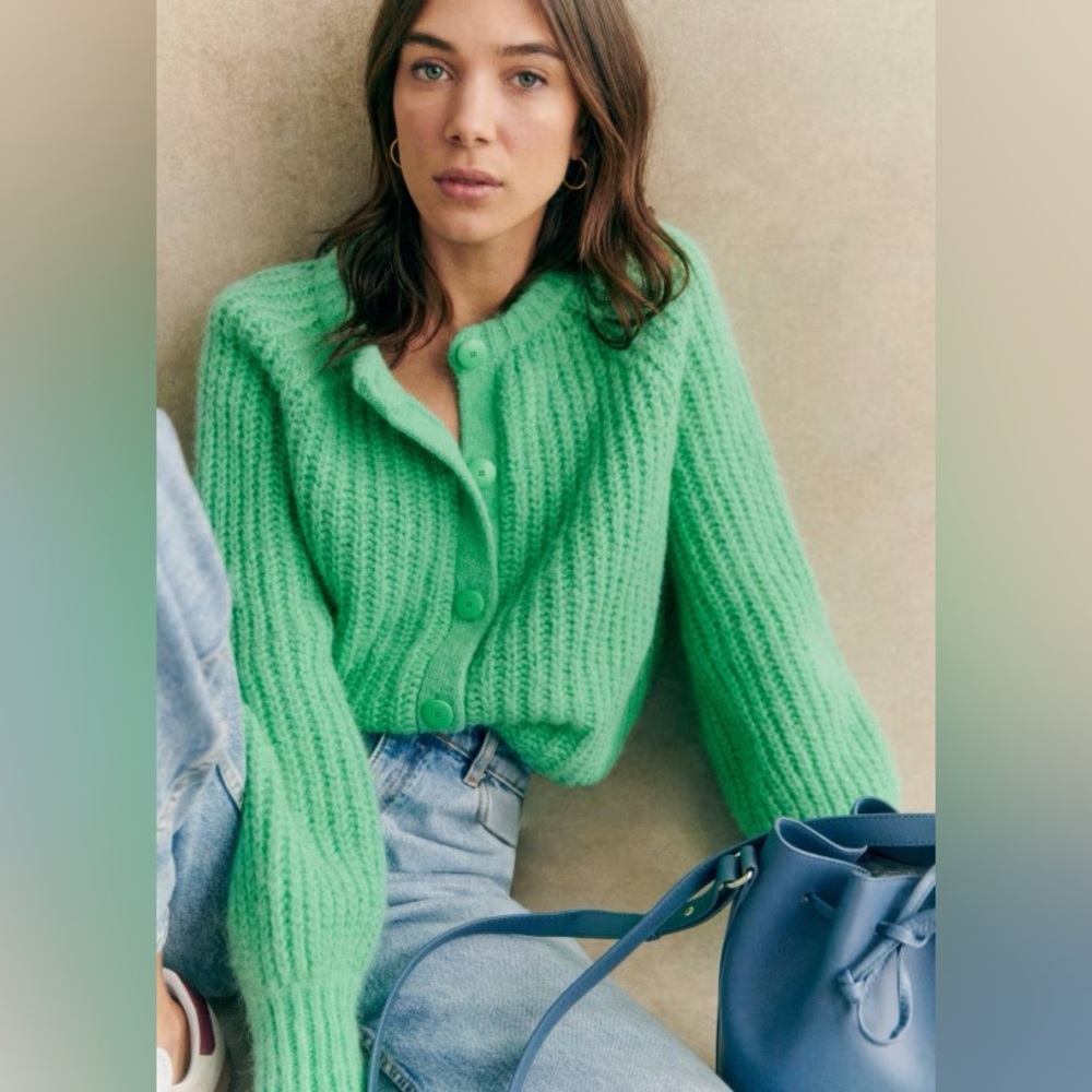Sezane Bright Green Emile Sweater